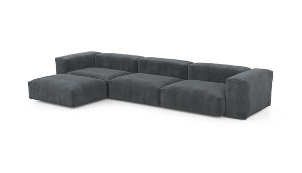 four module chaise sofa - cord velours - dark grey - 377cm x 199cm