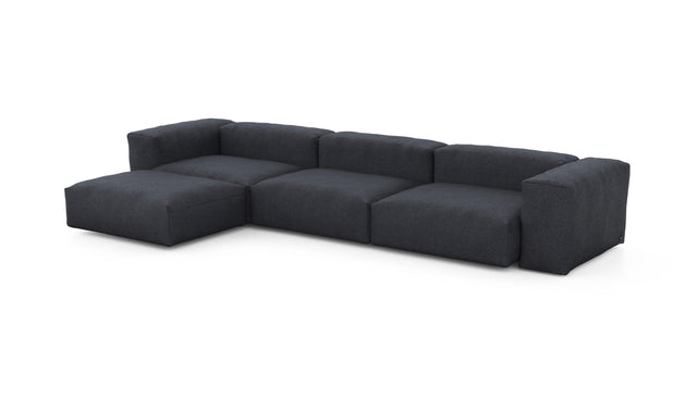 Preset four module chaise sofa - herringbone - dark grey - 377cm x 199cm