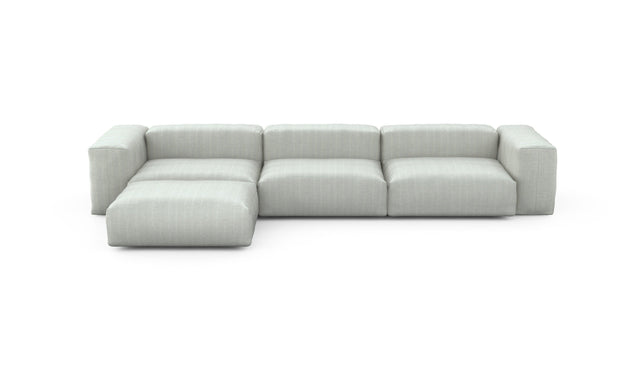 Preset four module chaise sofa - herringbone - light grey - 377cm x 199cm