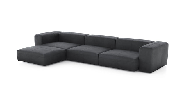 Preset four module chaise sofa - leather - dark grey - 377cm x 199cm