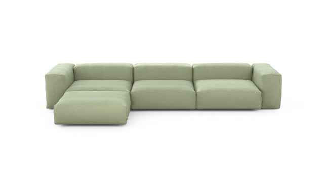 Preset four module chaise sofa - linen - olive - 377cm x 199cm