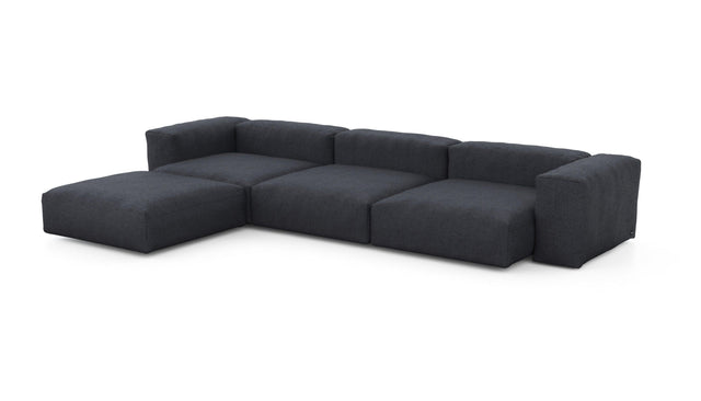 Preset four module chaise sofa - herringbone - dark grey - 377cm x 241cm