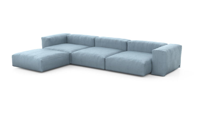 Preset four module chaise sofa - herringbone - light blue - 377cm x 241cm