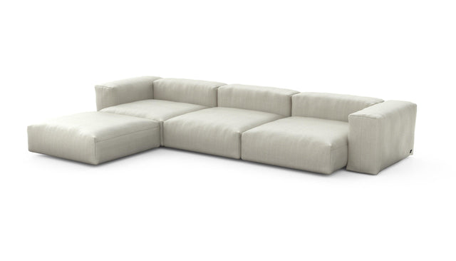 Preset four module chaise sofa - herringbone - stone - 377cm x 241cm