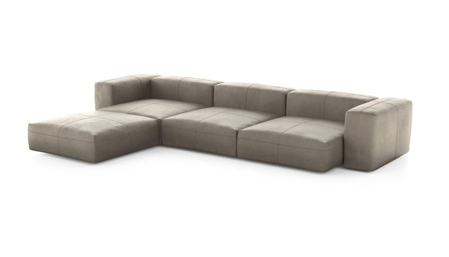 Preset four module chaise sofa - leather - beige - 377cm x 241cm