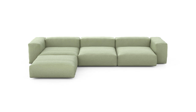 Preset four module chaise sofa - linen - olive - 377cm x 241cm