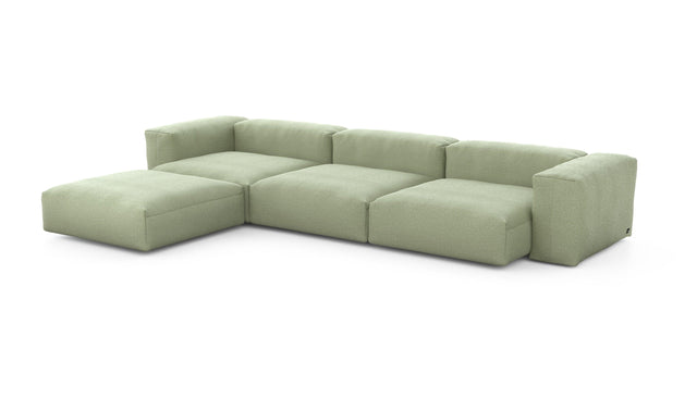 Preset four module chaise sofa - linen - olive - 377cm x 241cm