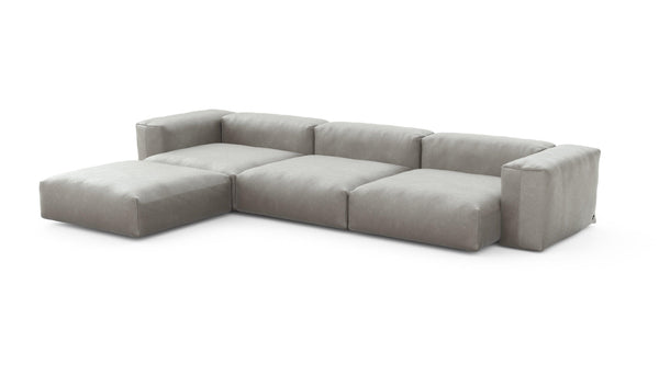 Preset four module chaise sofa - velvet - light grey - 377cm x 241cm