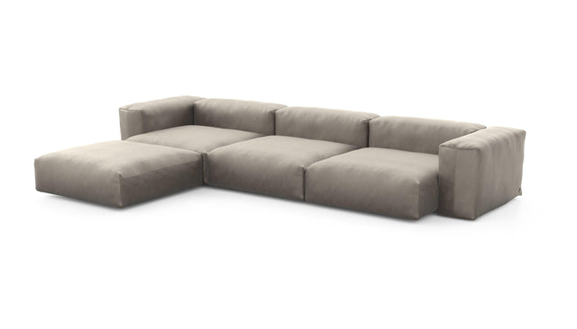 Preset four module chaise sofa - velvet - stone - 377cm x 241cm