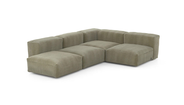 Preset four module corner sofa - cord velours - khaki - 199cm x 283cm