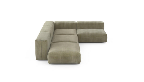 Preset four module corner sofa - cord velours - khaki - 220cm x 346cm