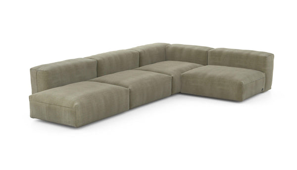 Preset four module corner sofa - cord velours - khaki - 220cm x 346cm