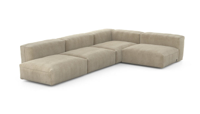 Preset four module corner sofa - cord velours - sand - 220cm x 346cm