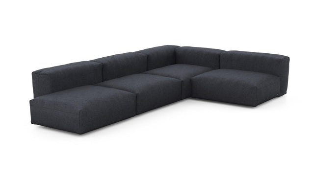 Preset four module corner sofa - herringbone - dark grey - 220cm x 346cm