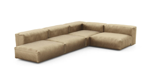 Preset four module corner sofa - velvet - caramel - 220cm x 346cm