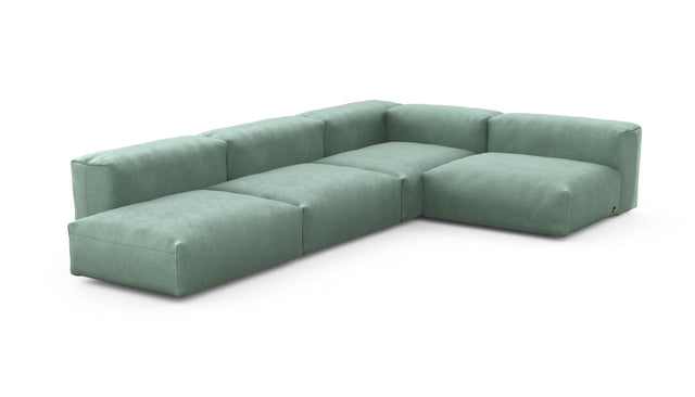 Preset four module corner sofa - velvet - mint - 220cm x 346cm