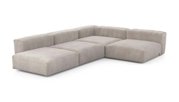 Preset four module corner sofa - cord velours - platinum - 241cm x 346cm