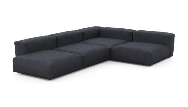 Preset four module corner sofa - herringbone - dark grey - 241cm x 346cm