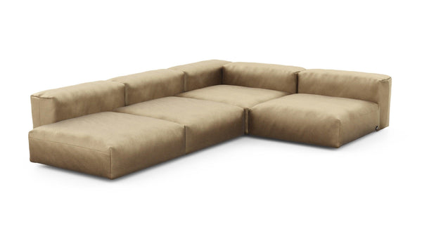 Preset four module corner sofa - velvet - caramel - 241cm x 346cm