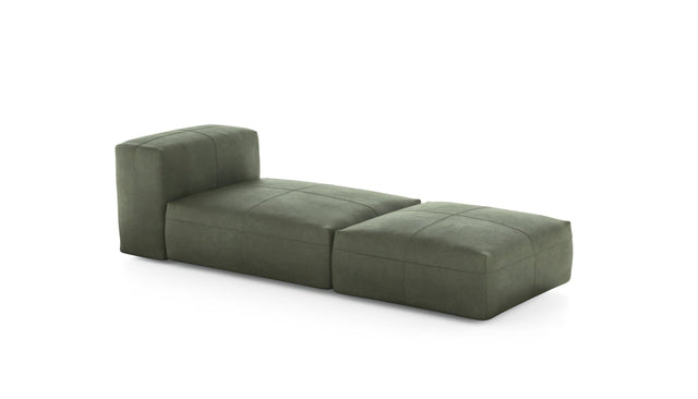 Preset lounger - leather - olive - 220cm x 84cm