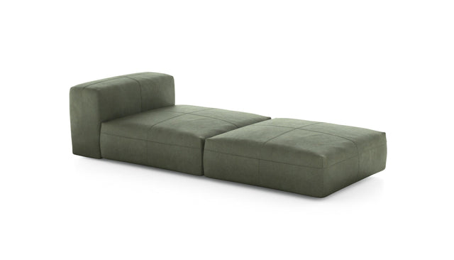 Preset lounger - leather - olive - 241cm x 105cm