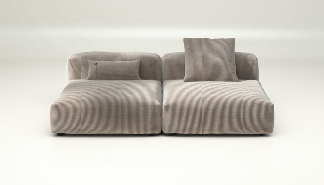 vetsak | Sofa Set 01 Large - cord velour - platinum | Sofa Modulable | 3.5 Places