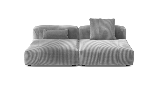 vetsak | Sofa Set 01 Large - Cord Velour - Light Grey | Sofa Modulable | 3.5 Places