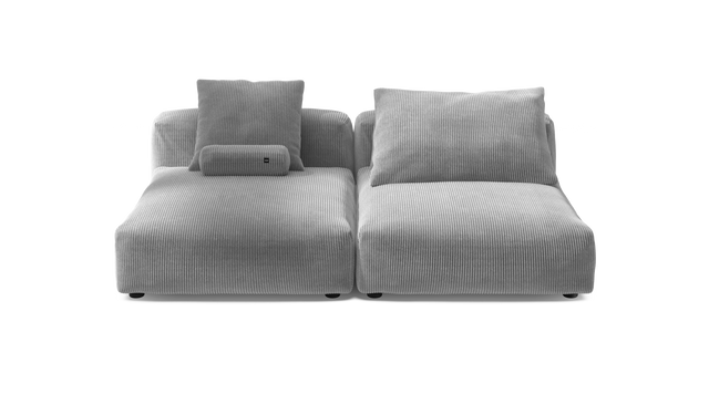 vetsak | Sofa Set 01 XLarge - Cord Velour - Light Grey | Sofa Modulable | 3.5 Places