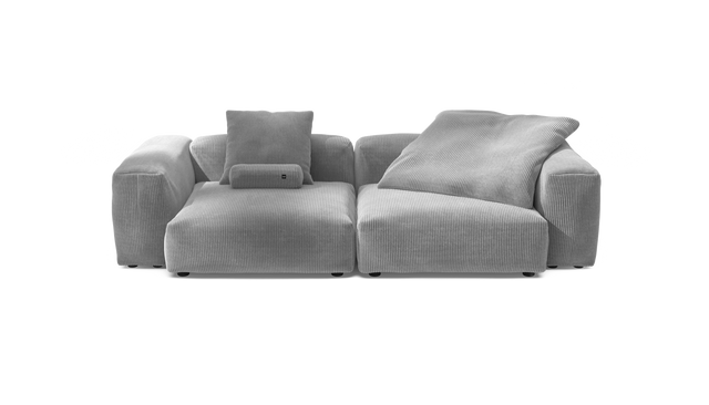 vetsak | Sofa Set 02 Large - Cord Velour - Light Grey | Sofa Modulable | 3.5 Places | Grand Sofa
