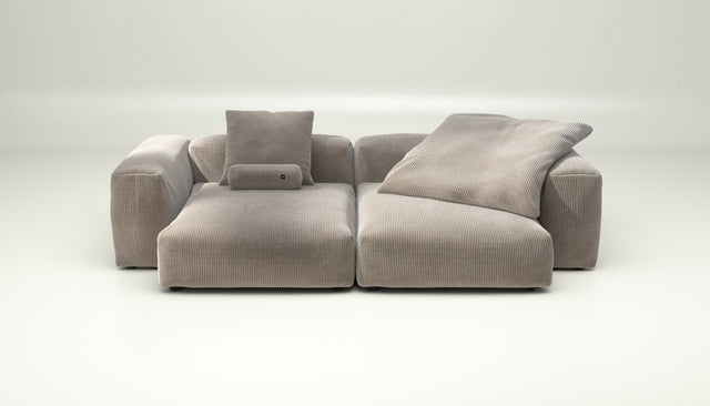 vetsak | Sofa Set 02 XLarge - cord velour - platinum | Sofa Modulable | 3.5 Places | Grand Sofa