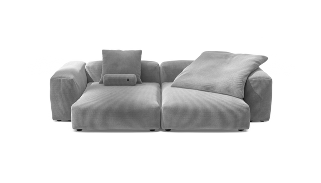 vetsak | Sofa Set 02 XLarge - Cord Velour - Light Grey | Sofa Modulable | 3.5 Places | Grand Sofa