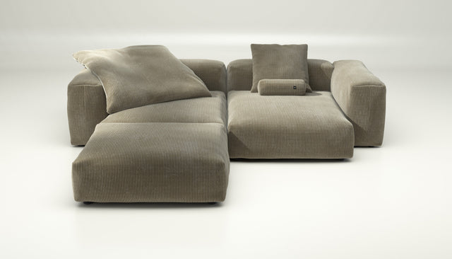 vetsak | Sofa Set 03 - cord velour - khaki | Sofa Modulable | 3.5 Places | Grand Sofa | Sofa d'angle