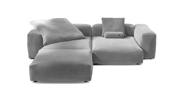 vetsak | Sofa Set 03 - Cord Velour - Light Grey | Sofa Modulable | 3.5 Places | Grand Sofa | Sofa d'angle