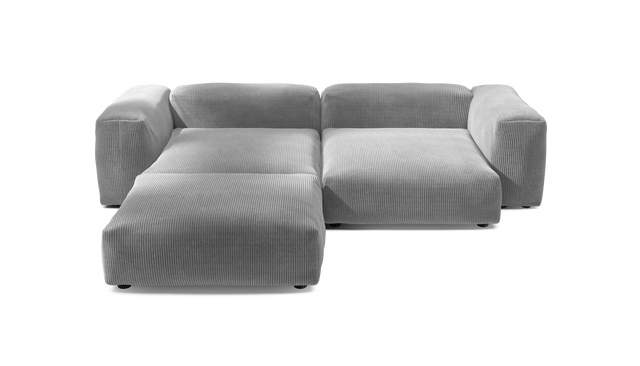 vetsak | Sofa Set 03 - Cord Velour - Light Grey | Sofa Modulable | 3.5 Places | Grand Sofa | Sofa d'angle