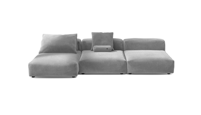 vetsak | Sofa Set 04 - Cord Velour - Light Grey | Sofa Modulable | 5 Places | Grand Sofa