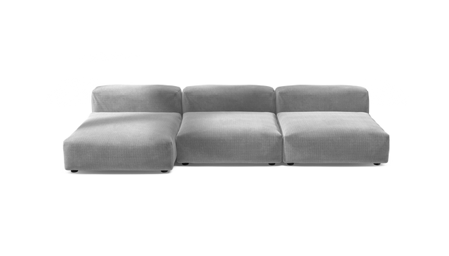 vetsak | Sofa Set 04 - Cord Velour - Light Grey | Sofa Modulable | 5 Places | Grand Sofa