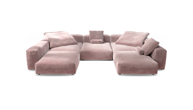 vetsak | Sofa Set 06 - Cord Velour - Blossom | Sofa Modulable | 6.5 Places | Grand Sofa | Sofa en U | Sofa d'angle