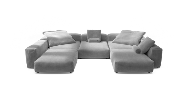 vetsak | Sofa Set 06 - Cord Velour - Light Grey | Sofa Modulable | 6.5 Places | Grand Sofa | Sofa en U | Sofa d'angle