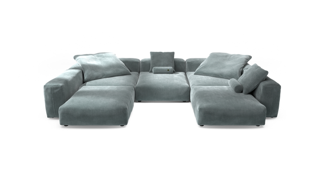 vetsak | Sofa Set 06 - Cord Velour - Mint | Sofa Modulable | 6.5 Places | Grand Sofa | Sofa en U | Sofa d'angle