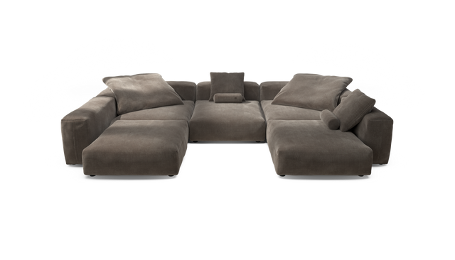 vetsak | Sofa Set 06 - Cord Velour - Mocha | Sofa Modulable | 6.5 Places | Grand Sofa | Sofa en U | Sofa d'angle