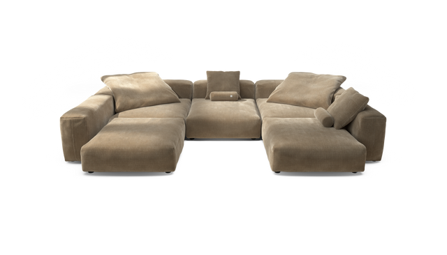 vetsak | Sofa Set 06 - Cord Velour - Sand | Sofa Modulable | 6.5 Places | Grand Sofa | Sofa en U | Sofa d'angle