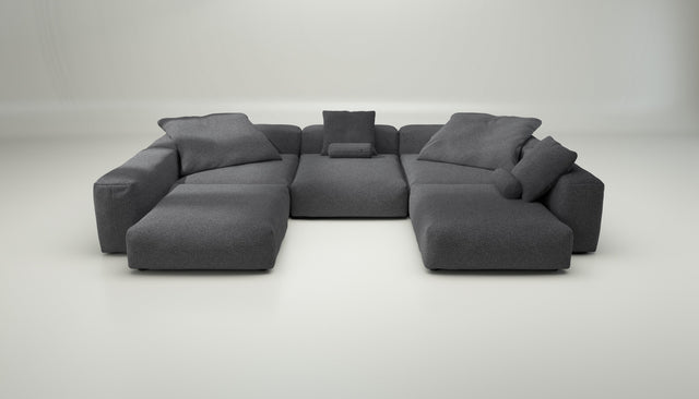 vetsak | Sofa Set 06 - loop loop - anthracite | Modular Sofa | 6.5 Seater | Big Sofa | U-Shape | Corner Sofa