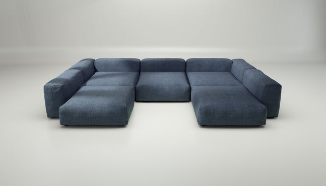 vetsak | Sofa Set 06 - Pique - Dark Blue | Modular Sofa | 6.5 Seater | Big Sofa | U-Shape | Corner Sofa