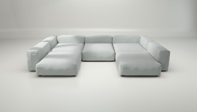 vetsak | Sofa Set 06 - Pique - Light Grey | Modular Sofa | 6.5 Seater | Big Sofa | U-Shape | Corner Sofa
