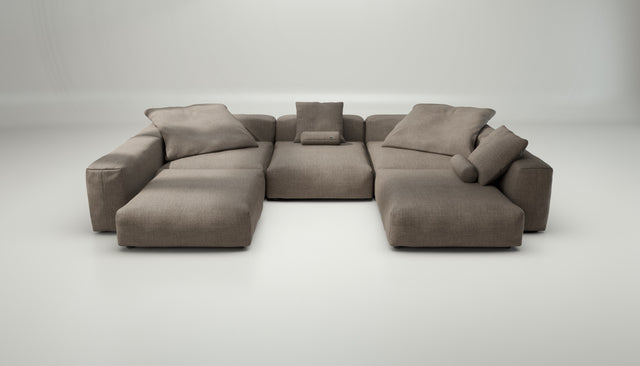 vetsak | Sofa Set 06 - Pique - Stone | Modular Sofa | 6.5 Seater | Big Sofa | U-Shape | Corner Sofa
