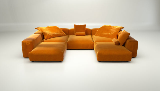 vetsak | Sofa Set 06 - suave - orange blaze | Sofa Modulable | 6.5 Places | Grand Sofa | Sofa en U | Sofa d'angle