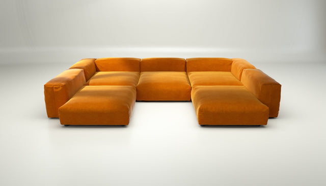 vetsak | Sofa Set 06 - suave - orange blaze | Sofa Modulable | 6.5 Places | Grand Sofa | Sofa en U | Sofa d'angle