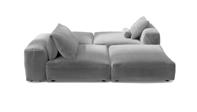 vetsak | Sofa Set 08 - Daybed - Cord Velour - Light Grey | Sofa Modulable | 6 Places | Outdoor Island | Double méridienne