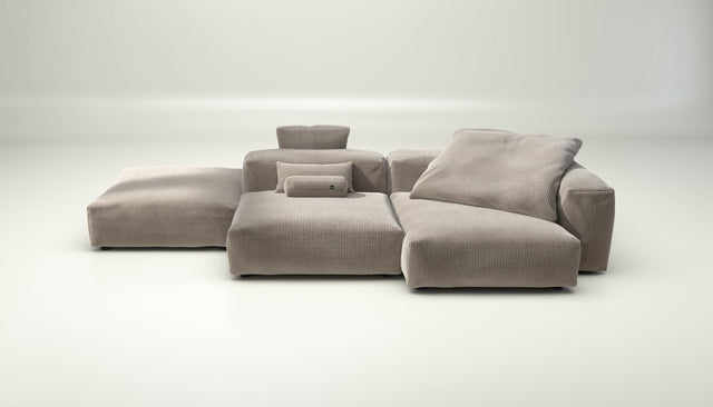vetsak | Sofa Set 09 - The Island - cord velour - platinum | Sofa Modulable | 7 Places | Sofa Island