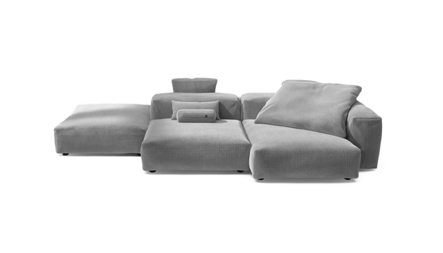 vetsak | Sofa Set 09 - The Island - Cord Velour - Light Grey | Sofa Modulable | 7 Places | Sofa Island